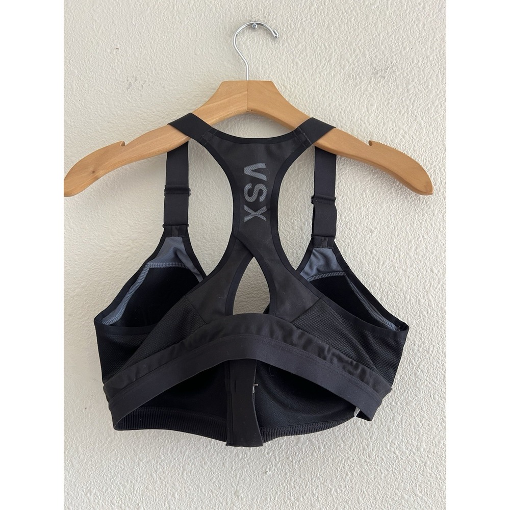 Victoria's Secret VSX Sport Womens 36C Black Zip Front Padded Bra Activewear - Picture 2 of 12